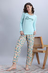 Zivame Knit Poly Pyjama Set - Moonlight Jade — thumbnail 3